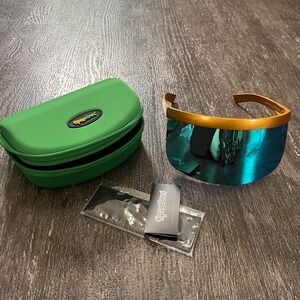 Tipsy Elves Million Dollar Baby Visor Sunglasses Ice Blue Gold Frame Ski UV400